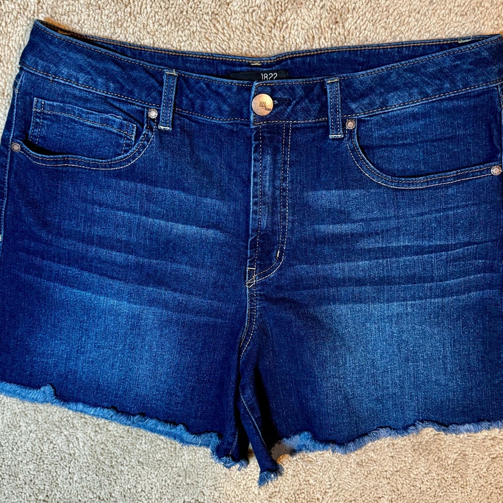 1822 Denim Dark Blue Jean Shorts - Picture 2 of 6